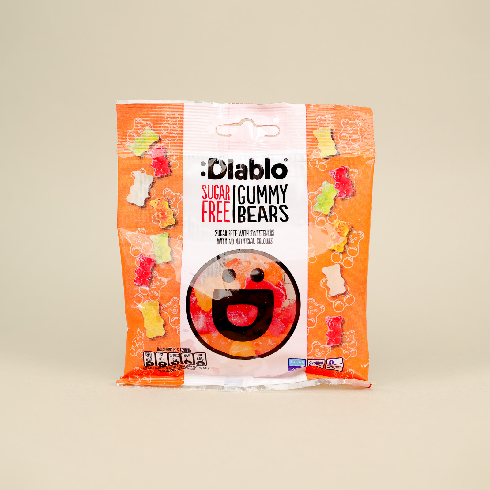Bomboane gumate DIABLO Gummy Bears fără zahăr, pachet de 75 g